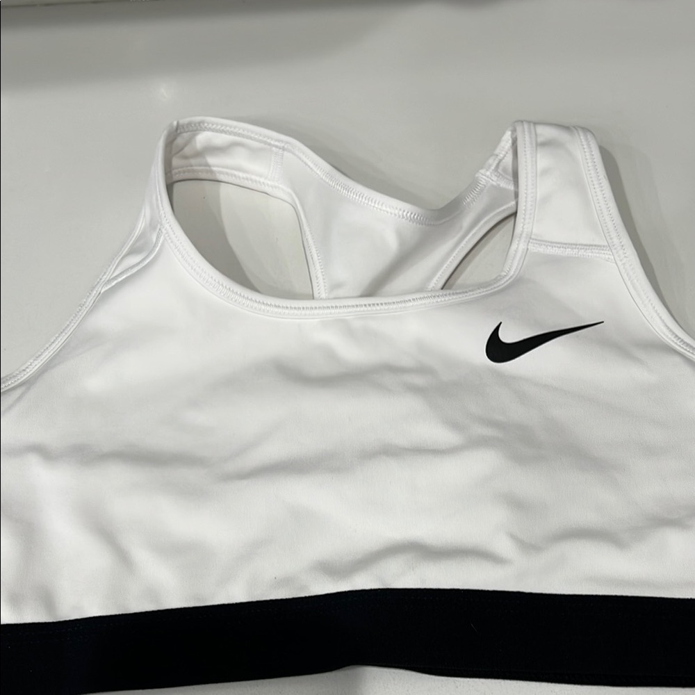 Nike Women's White and Black Sports Bra